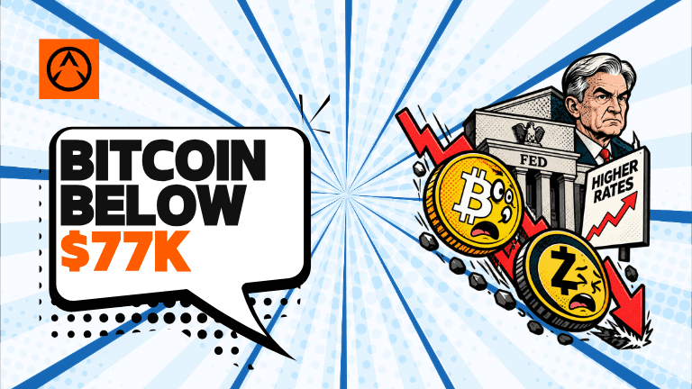 Bitcoin falls below $77,000 as Zcash leads crypto market losses
