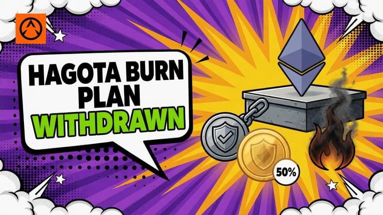 An Ethereum upgrade block sits beside a crossed-out reward flame, while a validator reward coin fades inside the pop-art cover.