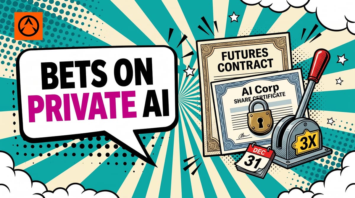 A comic illustration of a futures contract on a locked share certificate, with a 3X leverage lever and a calendar page dated Dec 31.