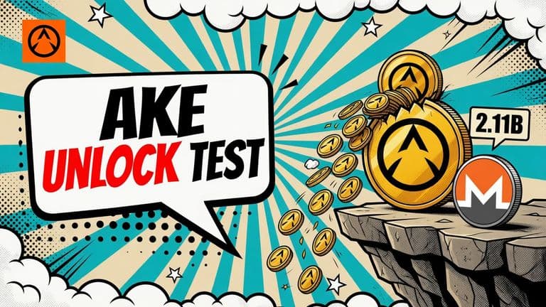 A comic-style coin with the Akedo Games logo bursts open and pours smaller coins onto a ledge where a Monero coin sits.
