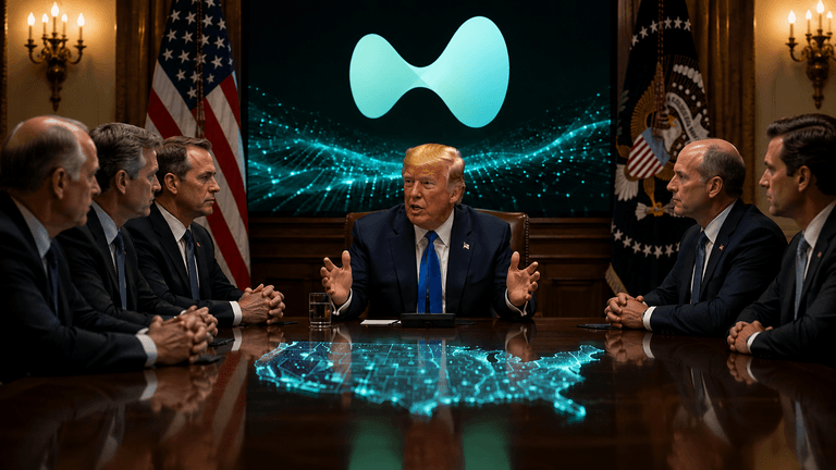 President Donald Trump at the White House crypto summit discussing the CLARITY Act