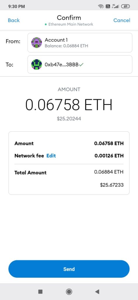 can you send from ethereum wallet without seeing the balance
